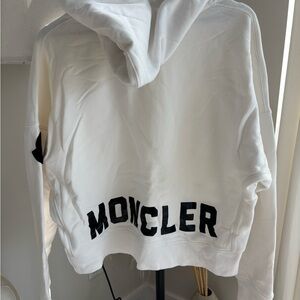 Moncler White Sweatshirt with Black Lettering